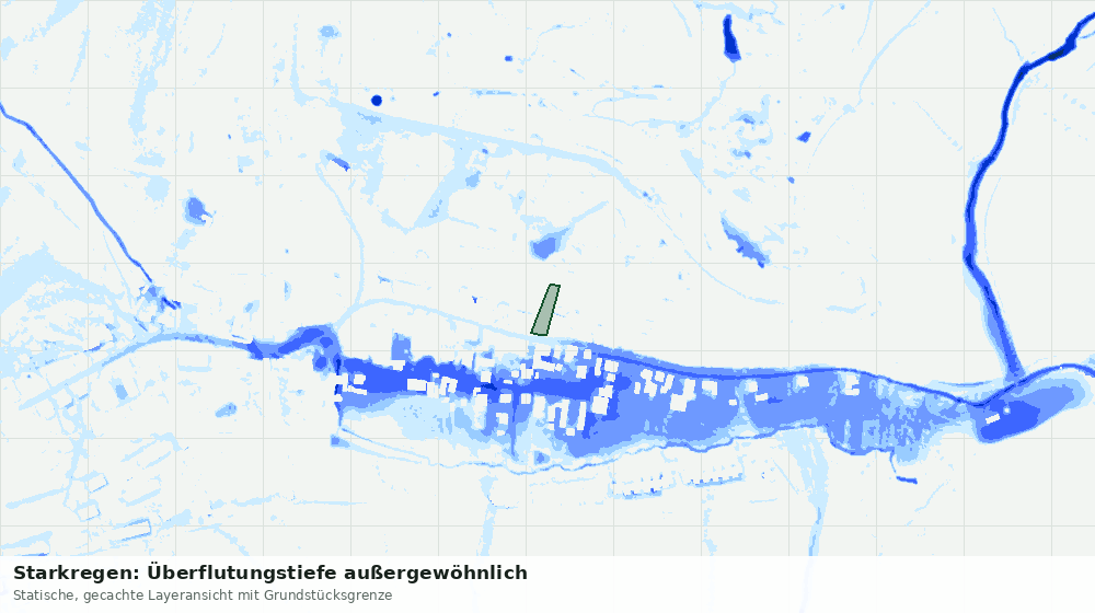 Statische Kartenansicht: Starkregen: Überflutungstiefe außergewöhnlich