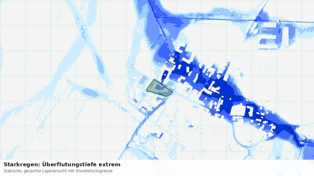 Statische Kartenansicht: Starkregen: Überflutungstiefe extrem