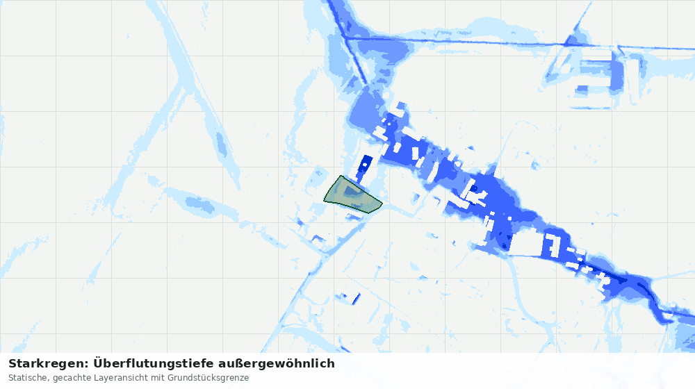 Statische Kartenansicht: Starkregen: Überflutungstiefe außergewöhnlich