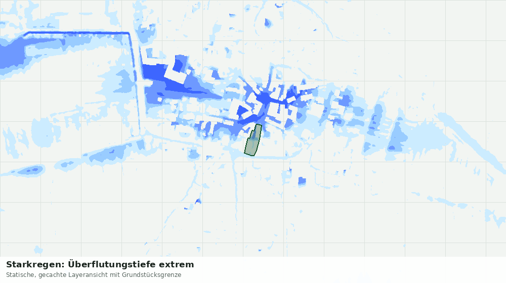 Statische Kartenansicht: Starkregen: Überflutungstiefe extrem