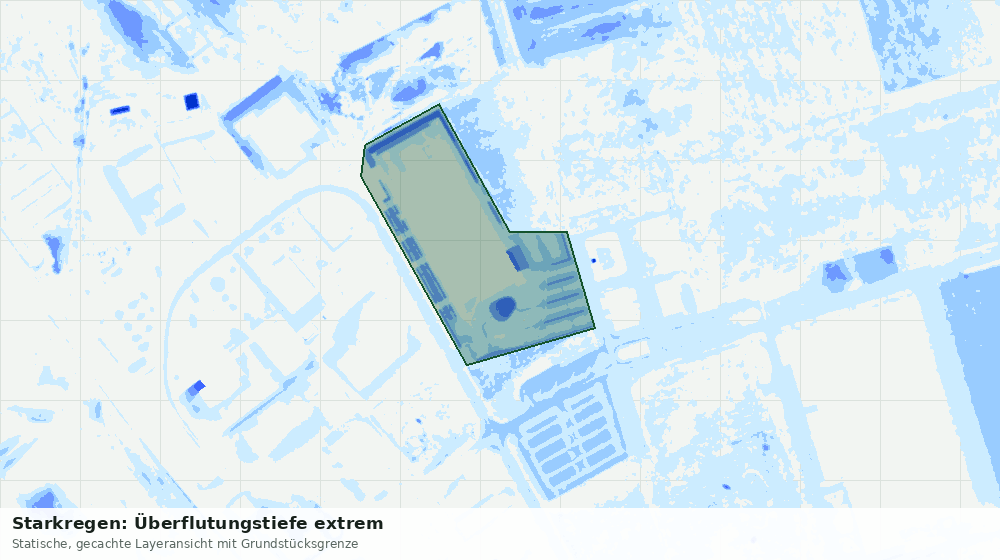 Statische Kartenansicht: Starkregen: Überflutungstiefe extrem