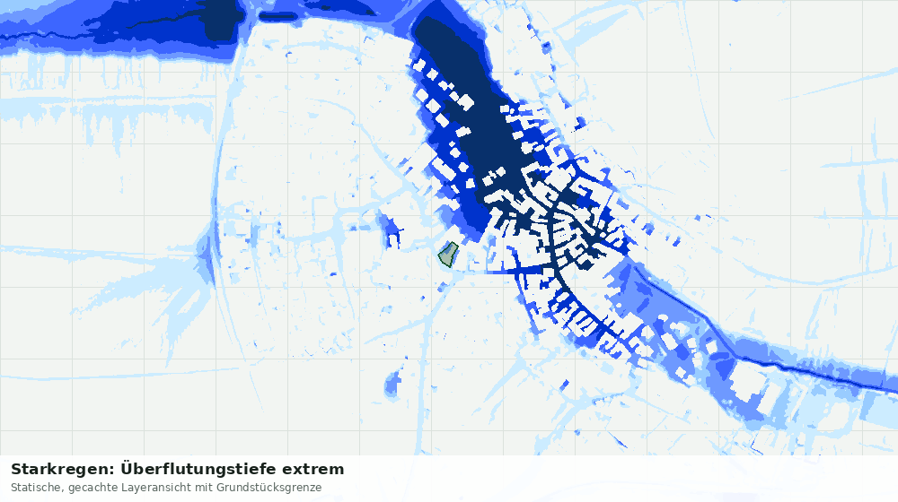 Statische Kartenansicht: Starkregen: Überflutungstiefe extrem