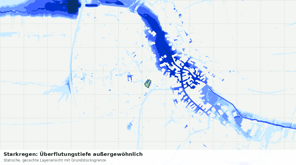 Statische Kartenansicht: Starkregen: Überflutungstiefe außergewöhnlich