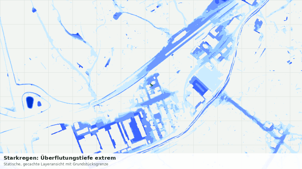 Statische Kartenansicht: Starkregen: Überflutungstiefe extrem