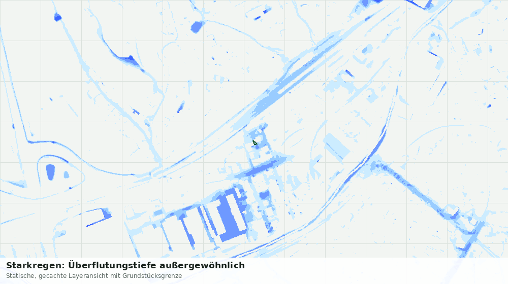 Statische Kartenansicht: Starkregen: Überflutungstiefe außergewöhnlich