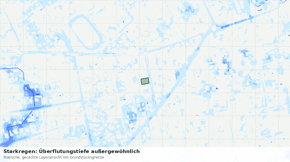 Statische Kartenansicht: Starkregen: Überflutungstiefe außergewöhnlich