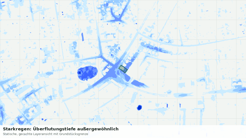 Statische Kartenansicht: Starkregen: Überflutungstiefe außergewöhnlich