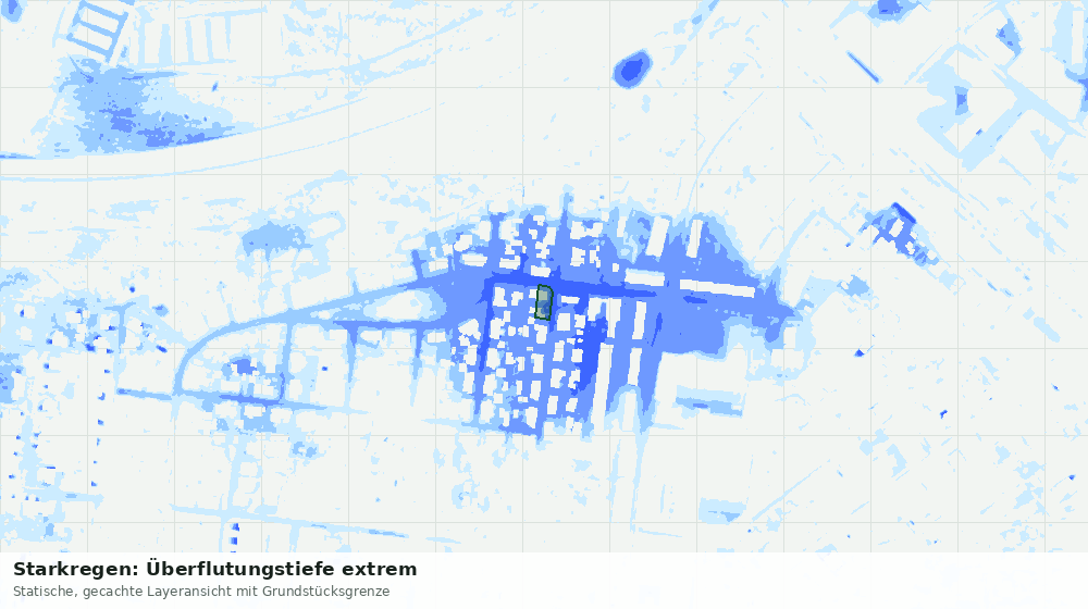 Statische Kartenansicht: Starkregen: Überflutungstiefe extrem