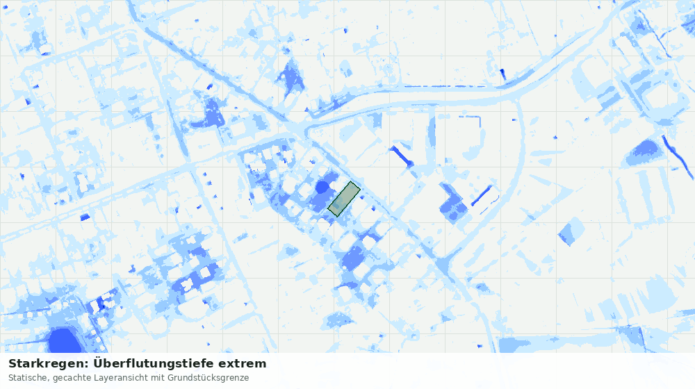 Statische Kartenansicht: Starkregen: Überflutungstiefe extrem