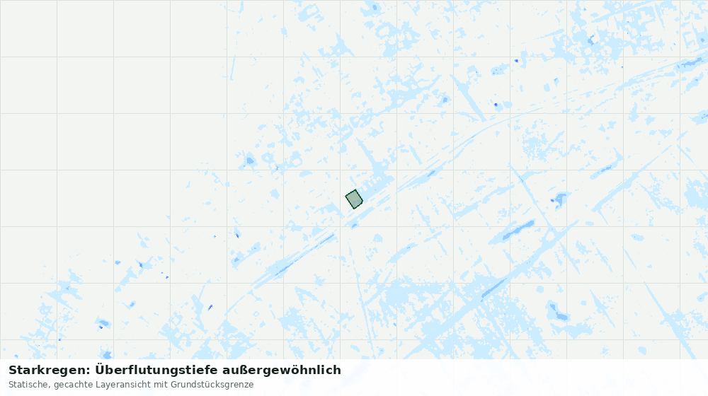 Statische Kartenansicht: Starkregen: Überflutungstiefe außergewöhnlich