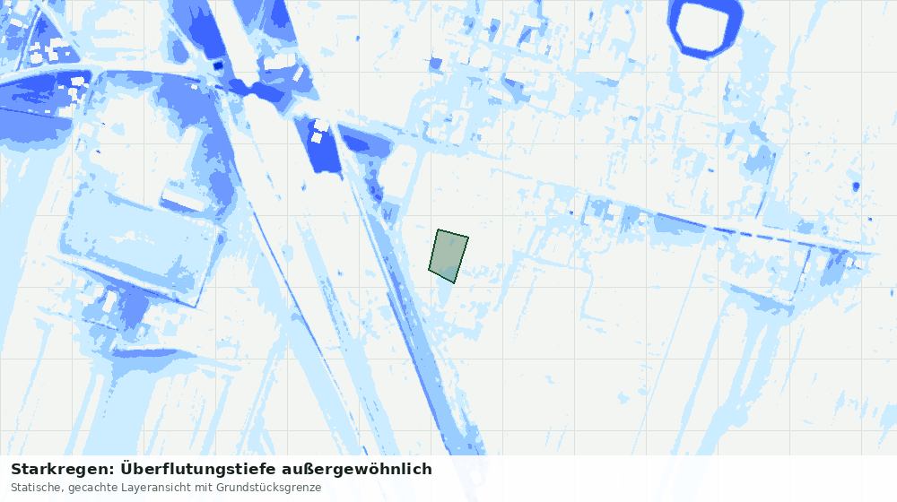Statische Kartenansicht: Starkregen: Überflutungstiefe außergewöhnlich