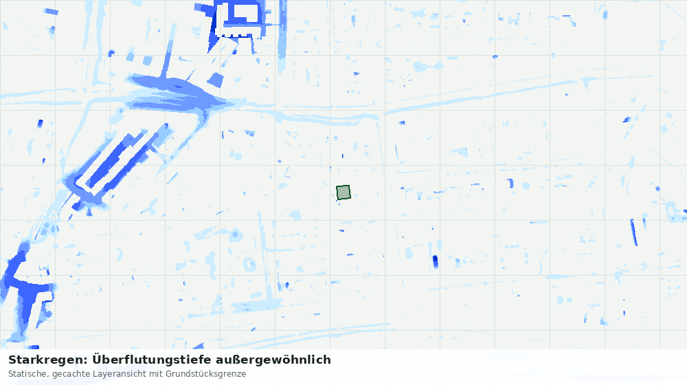 Statische Kartenansicht: Starkregen: Überflutungstiefe außergewöhnlich