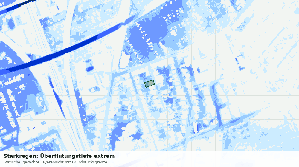 Statische Kartenansicht: Starkregen: Überflutungstiefe extrem