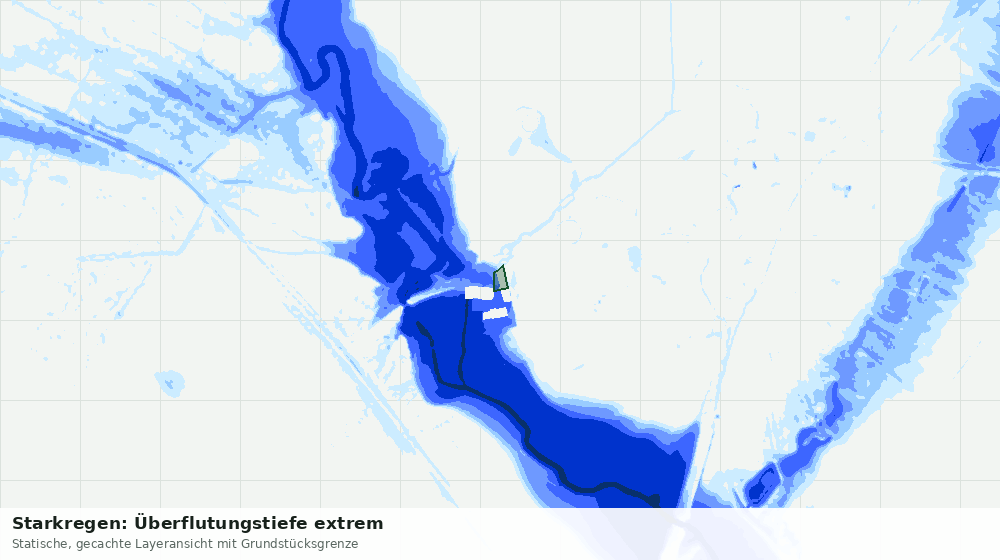 Statische Kartenansicht: Starkregen: Überflutungstiefe extrem