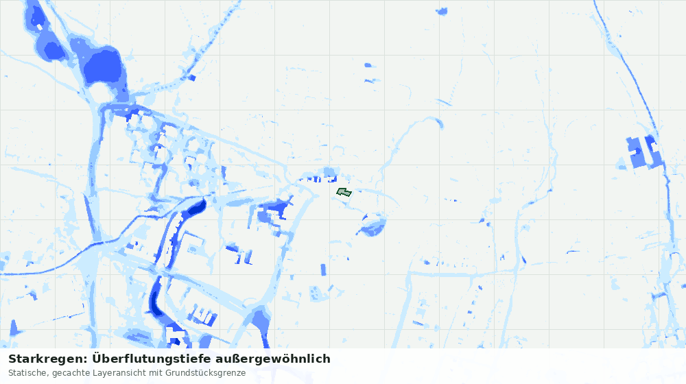 Statische Kartenansicht: Starkregen: Überflutungstiefe außergewöhnlich