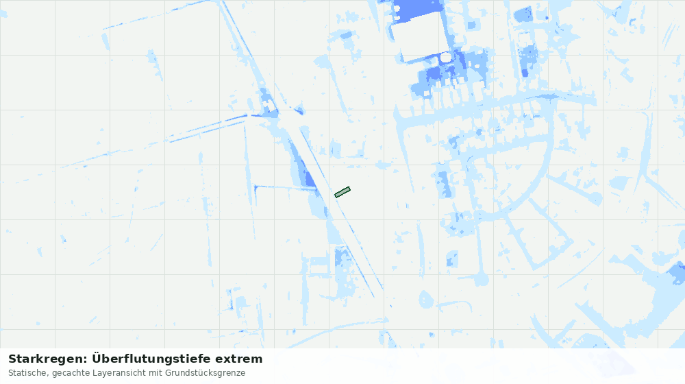 Statische Kartenansicht: Starkregen: Überflutungstiefe extrem