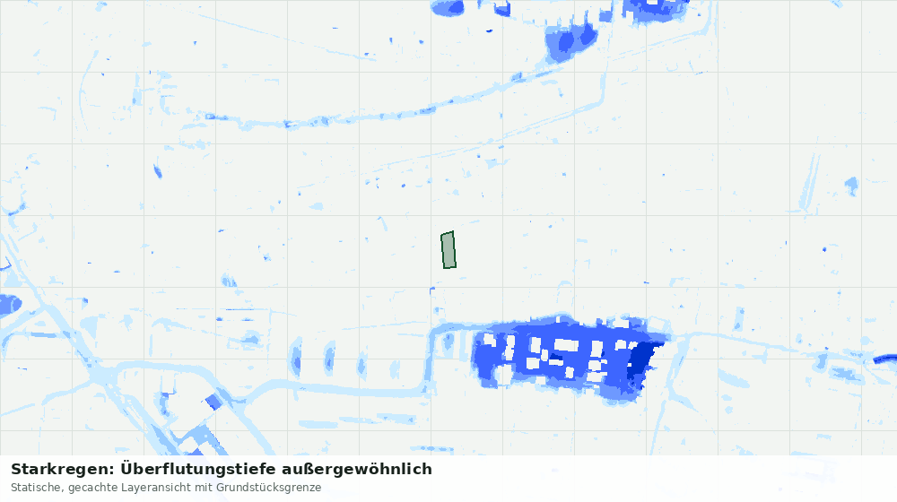 Statische Kartenansicht: Starkregen: Überflutungstiefe außergewöhnlich