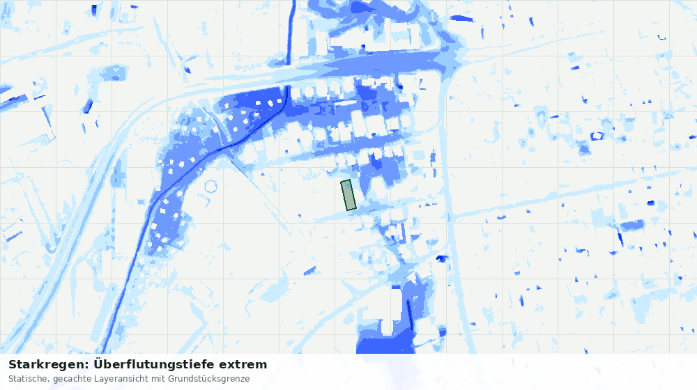 Statische Kartenansicht: Starkregen: Überflutungstiefe extrem