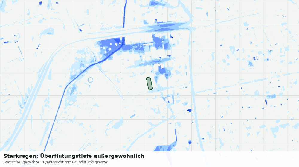 Statische Kartenansicht: Starkregen: Überflutungstiefe außergewöhnlich