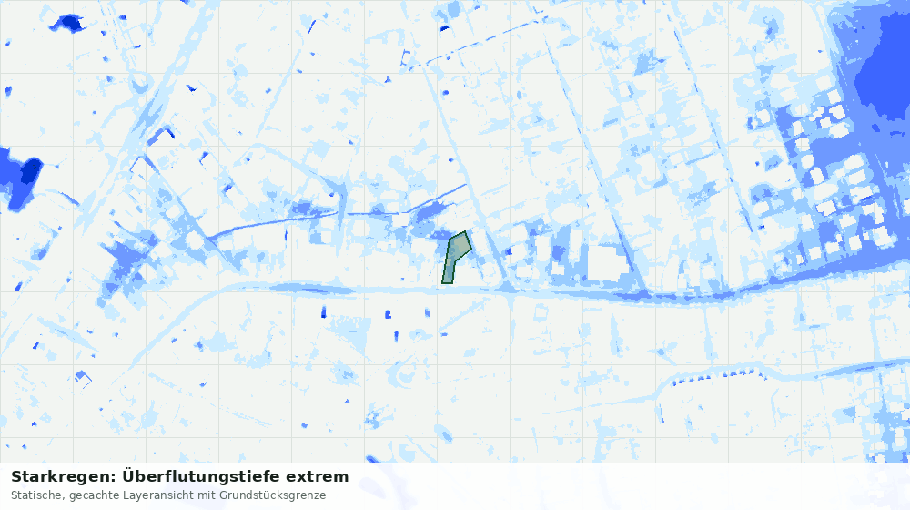 Statische Kartenansicht: Starkregen: Überflutungstiefe extrem