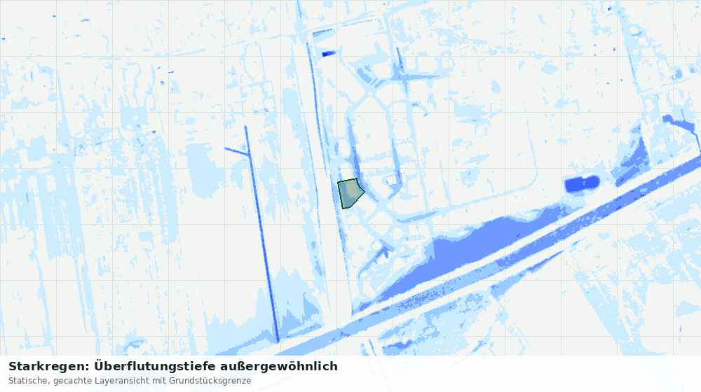 Statische Kartenansicht: Starkregen: Überflutungstiefe außergewöhnlich