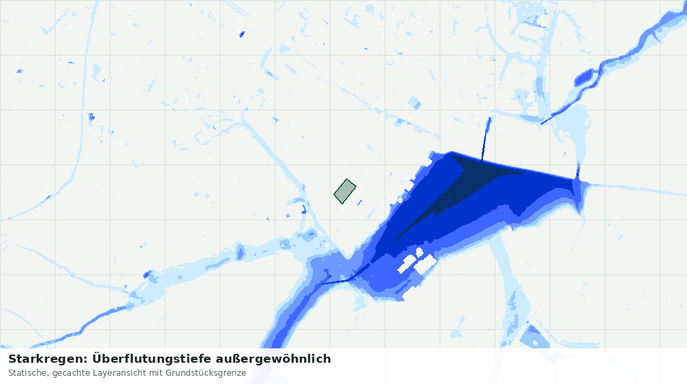 Statische Kartenansicht: Starkregen: Überflutungstiefe außergewöhnlich