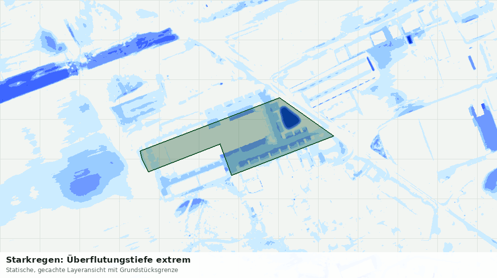 Statische Kartenansicht: Starkregen: Überflutungstiefe extrem