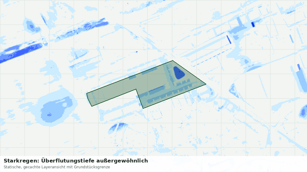Statische Kartenansicht: Starkregen: Überflutungstiefe außergewöhnlich