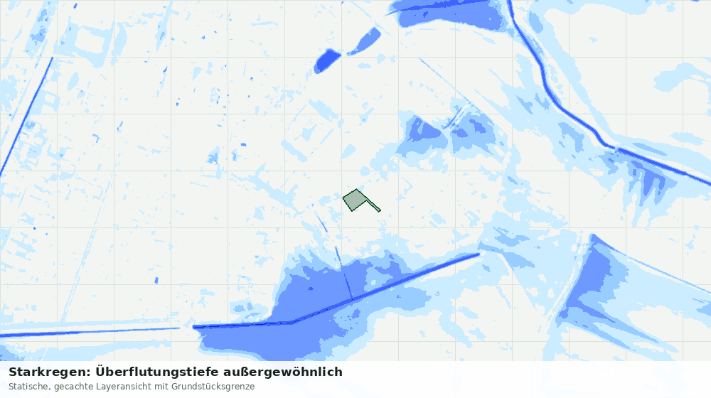 Statische Kartenansicht: Starkregen: Überflutungstiefe außergewöhnlich