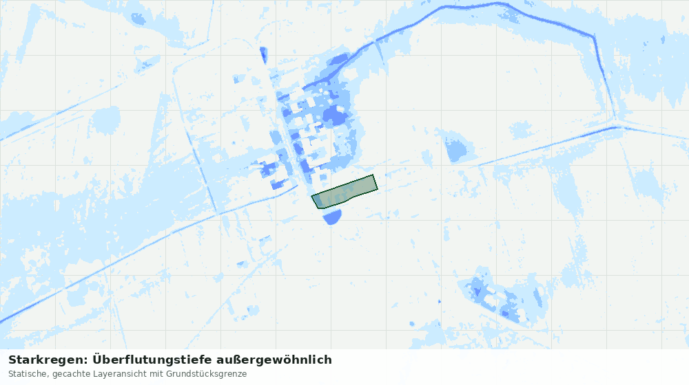 Statische Kartenansicht: Starkregen: Überflutungstiefe außergewöhnlich