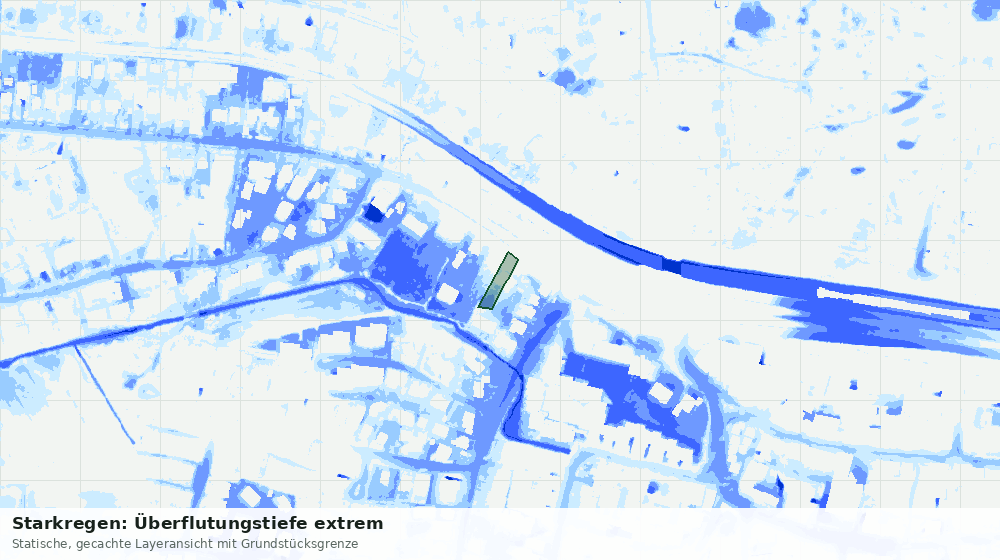 Statische Kartenansicht: Starkregen: Überflutungstiefe extrem