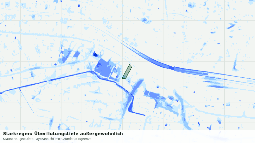 Statische Kartenansicht: Starkregen: Überflutungstiefe außergewöhnlich