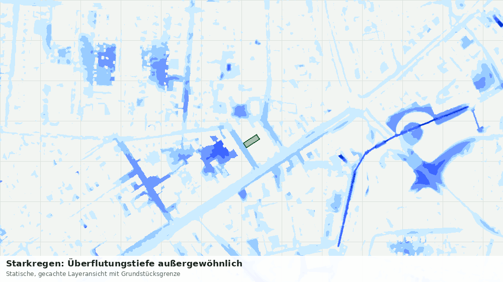 Statische Kartenansicht: Starkregen: Überflutungstiefe außergewöhnlich