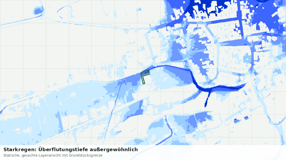 Statische Kartenansicht: Starkregen: Überflutungstiefe außergewöhnlich
