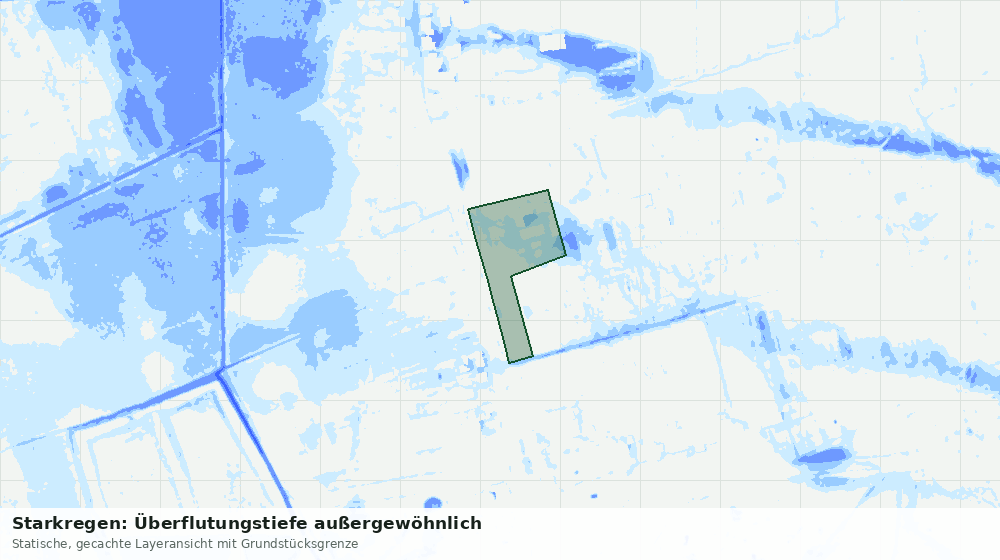 Statische Kartenansicht: Starkregen: Überflutungstiefe außergewöhnlich