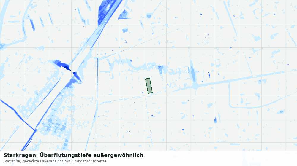Statische Kartenansicht: Starkregen: Überflutungstiefe außergewöhnlich