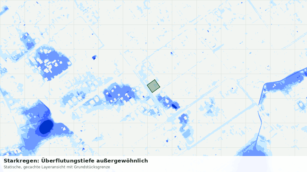 Statische Kartenansicht: Starkregen: Überflutungstiefe außergewöhnlich