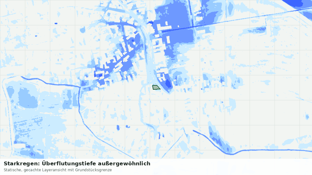 Statische Kartenansicht: Starkregen: Überflutungstiefe außergewöhnlich