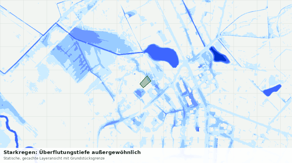 Statische Kartenansicht: Starkregen: Überflutungstiefe außergewöhnlich