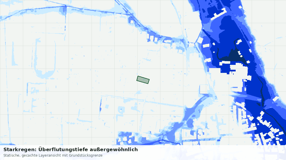 Statische Kartenansicht: Starkregen: Überflutungstiefe außergewöhnlich
