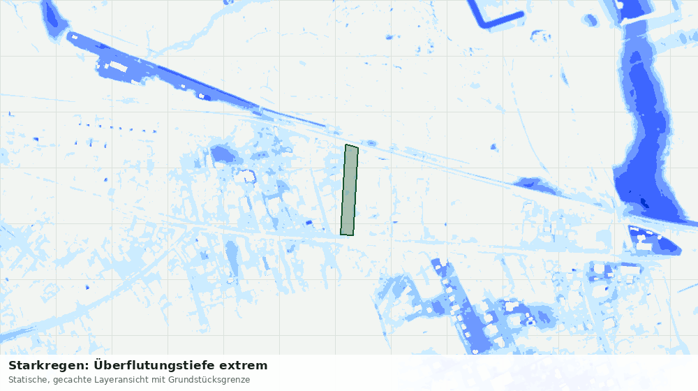 Statische Kartenansicht: Starkregen: Überflutungstiefe extrem