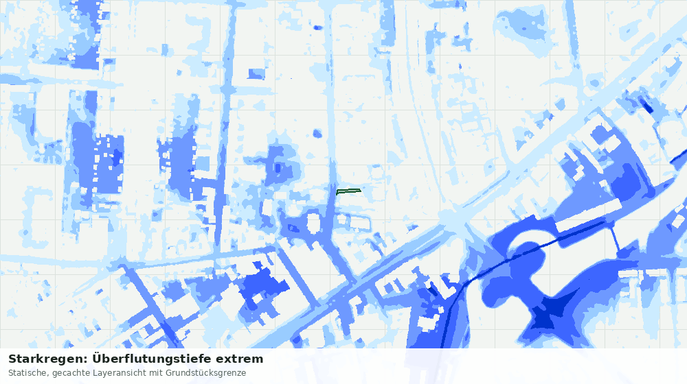 Statische Kartenansicht: Starkregen: Überflutungstiefe extrem