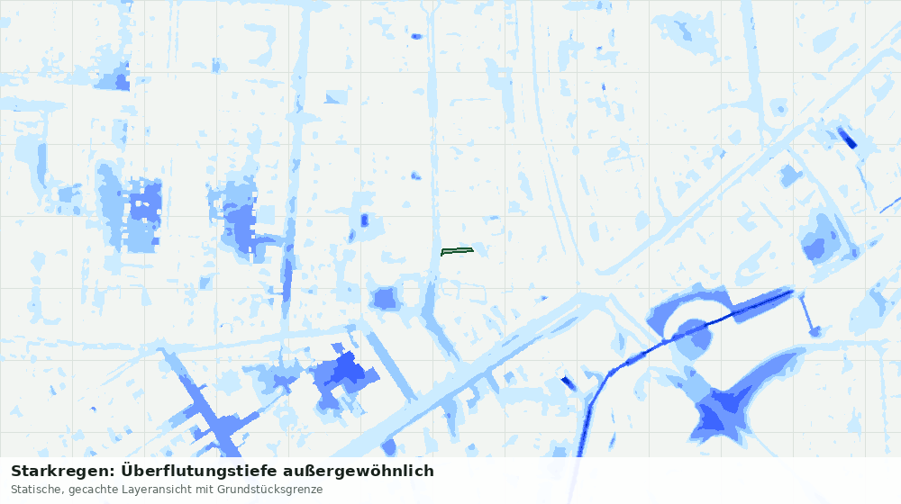 Statische Kartenansicht: Starkregen: Überflutungstiefe außergewöhnlich