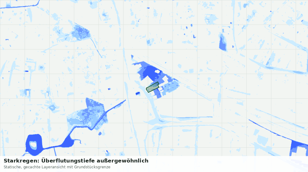 Statische Kartenansicht: Starkregen: Überflutungstiefe außergewöhnlich