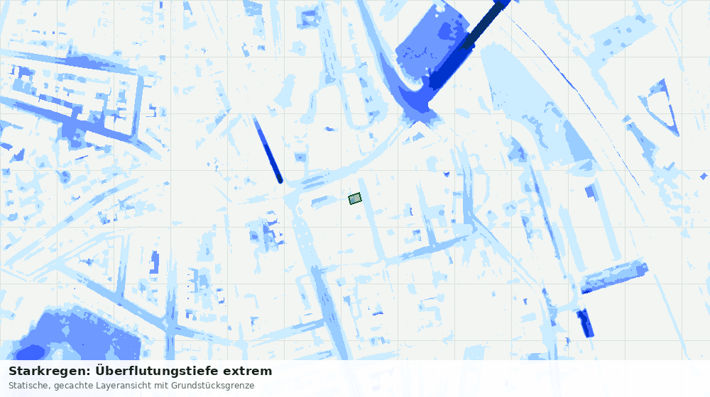 Statische Kartenansicht: Starkregen: Überflutungstiefe extrem