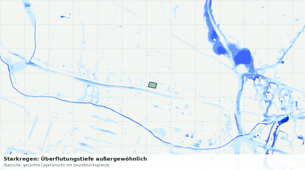 Statische Kartenansicht: Starkregen: Überflutungstiefe außergewöhnlich