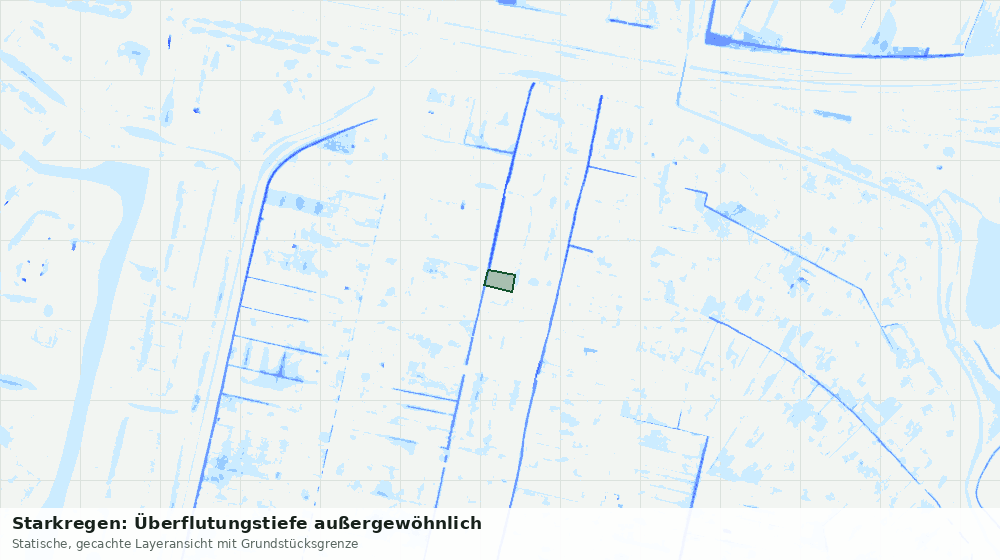 Statische Kartenansicht: Starkregen: Überflutungstiefe außergewöhnlich
