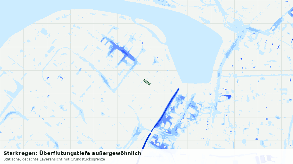 Statische Kartenansicht: Starkregen: Überflutungstiefe außergewöhnlich