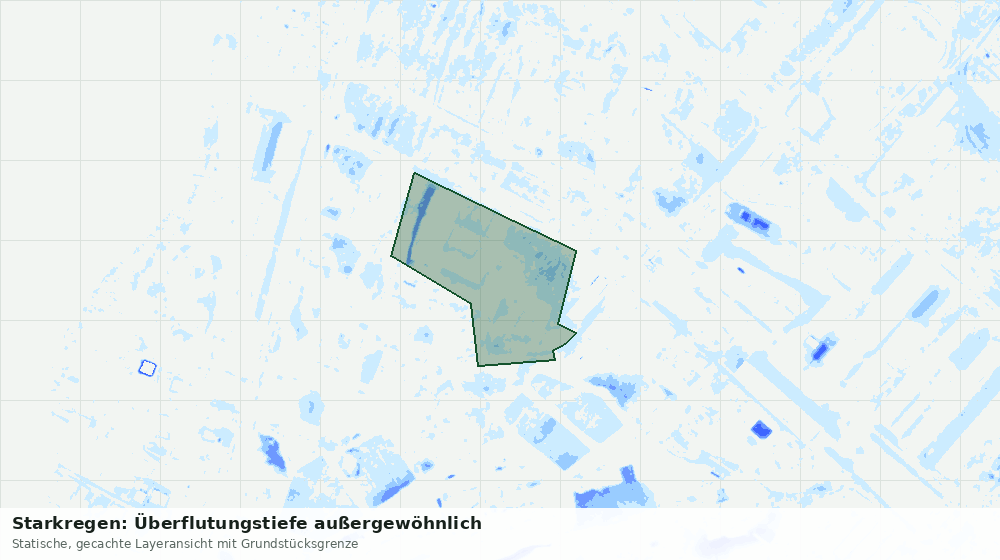 Statische Kartenansicht: Starkregen: Überflutungstiefe außergewöhnlich