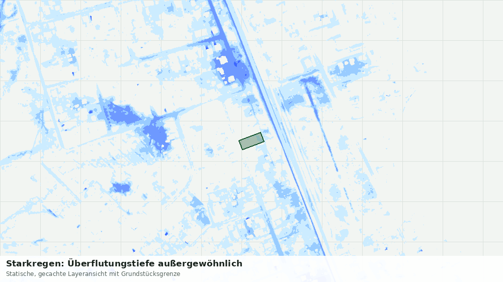 Statische Kartenansicht: Starkregen: Überflutungstiefe außergewöhnlich